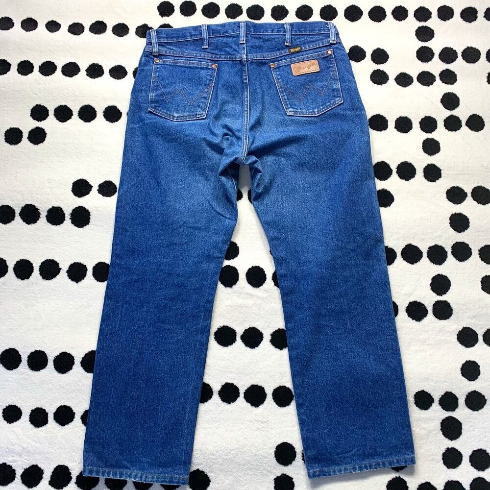 Wrangler Jeans Cowboy Cut Bootcut Mens 35x30 Faded Blue Denim Western Rodeo